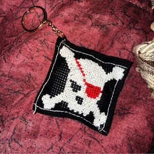 Pirate Skull Keychain with Red and Black Design
